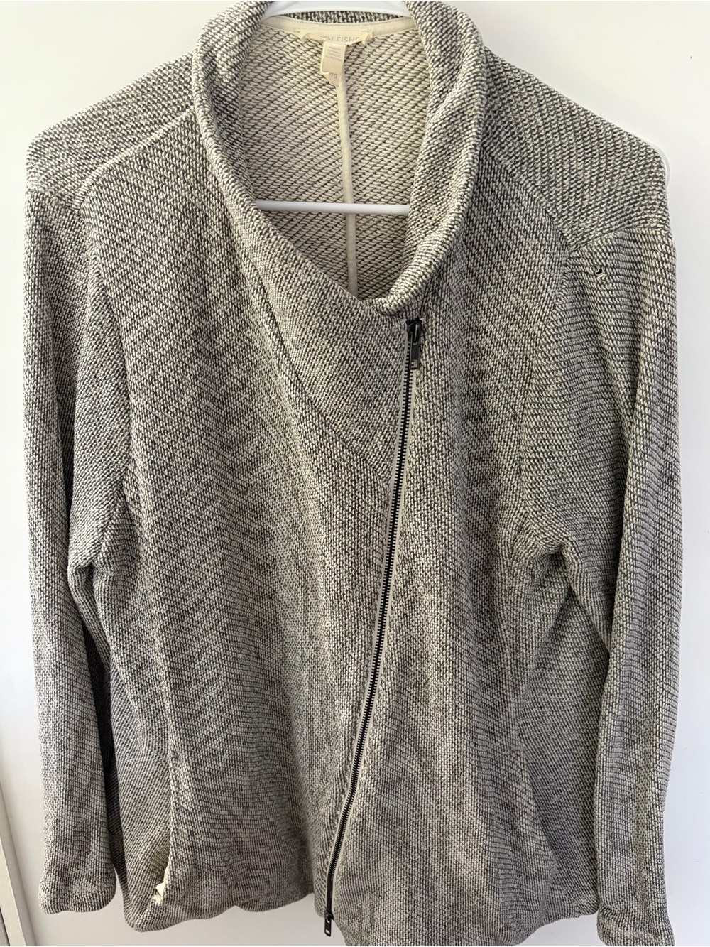 Eileen Fisher Woven Organic Cotton asymmetrical zip jacket